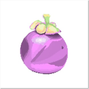 Mangosteen Pixel art, Cute Mangosteen fruit, Thai fruit Posters and Art